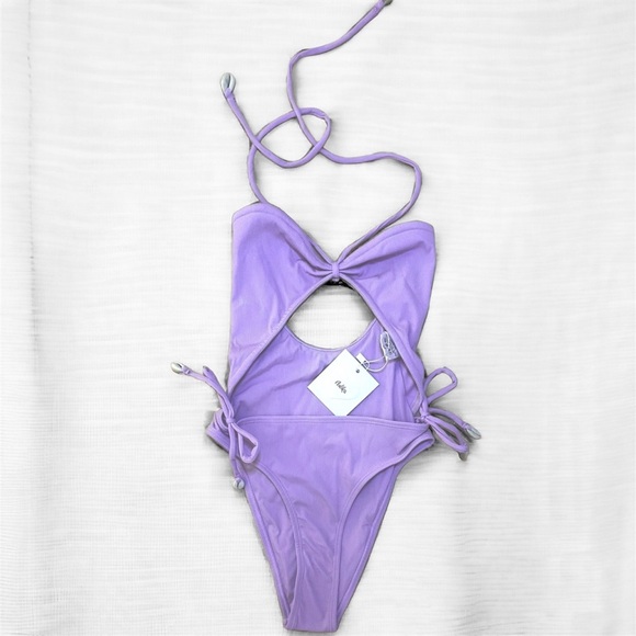 Purple Seashell-Cutout Swimsuit - Picture 2 of 3